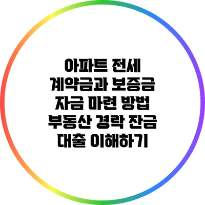 아파트 전세 계약금과 보증금 자금 마련 방법: 부동산 경락 잔금 대출 이해하기
