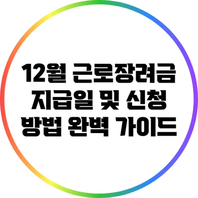 12월 근로장려금 지급일 및 신청 방법 완벽 가이드