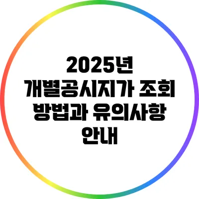 2025년 개별공시지가 조회 방법과 유의사항 안내