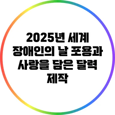 2025년 세계 장애인의 날: 포용과 사랑을 담은 달력 제작