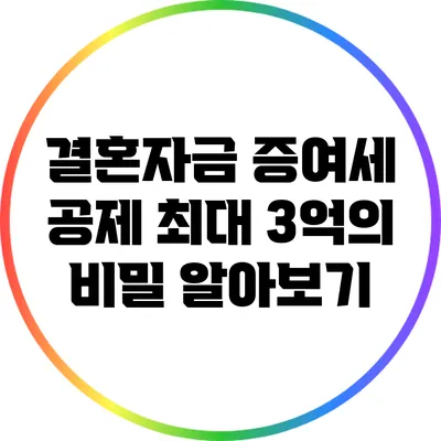 결혼자금 증여세 공제: 최대 3억의 비밀 알아보기