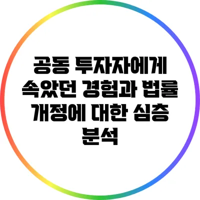 공동 투자자에게 속았던 경험과 법률 개정에 대한 심층 분석