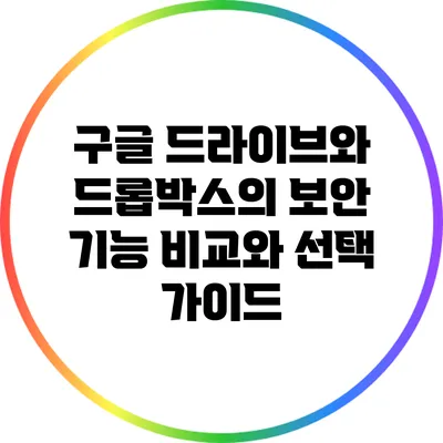 구글 드라이브와 드롭박스의 보안 기능 비교와 선택 가이드