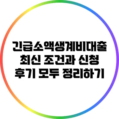 긴급소액생계비대출: 최신 조건과 신청 후기 모두 정리하기