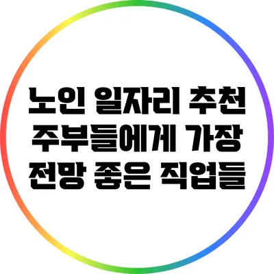 노인 일자리 추천: 주부들에게 가장 전망 좋은 직업들