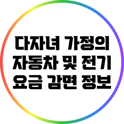 다자녀 가정의 자동차 및 전기 요금 감면 정보