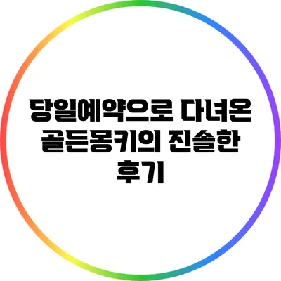당일예약으로 다녀온 골든몽키의 진솔한 후기