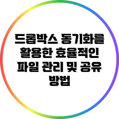 드롭박스 동기화를 활용한 효율적인 파일 관리 및 공유 방법