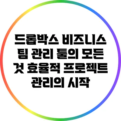 드롭박스 비즈니스 팀 관리 툴의 모든 것: 효율적 프로젝트 관리의 시작