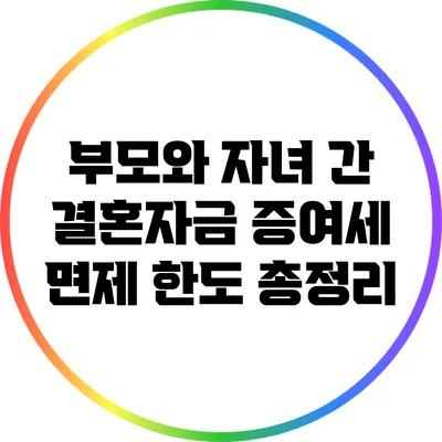 부모와 자녀 간 결혼자금 증여세 면제 한도 총정리