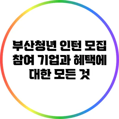 부산청년 인턴 모집: 참여 기업과 혜택에 대한 모든 것