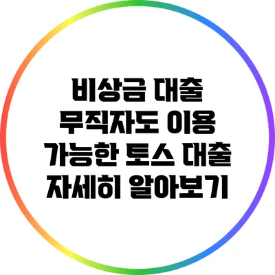 비상금 대출: 무직자도 이용 가능한 토스 대출 자세히 알아보기