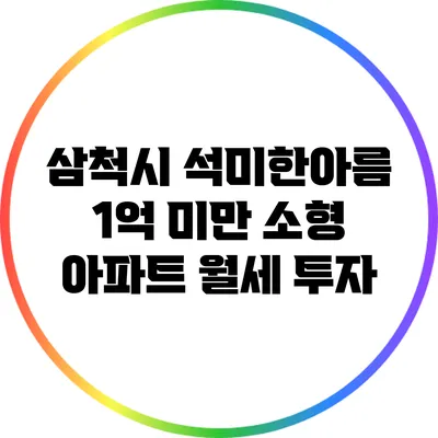 삼척시 석미한아름 1억 미만 소형 아파트 월세 투자