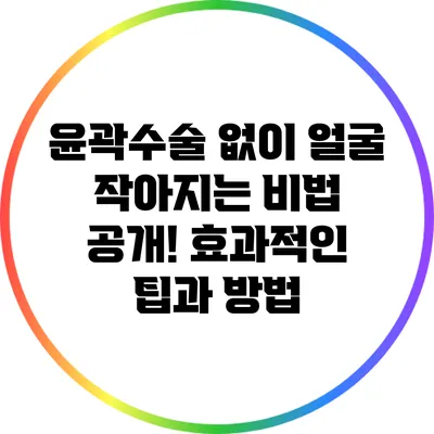 윤곽수술 없이 얼굴 작아지는 비법 공개! 효과적인 팁과 방법