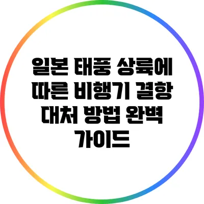 일본 태풍 상륙에 따른 비행기 결항 대처 방법 완벽 가이드