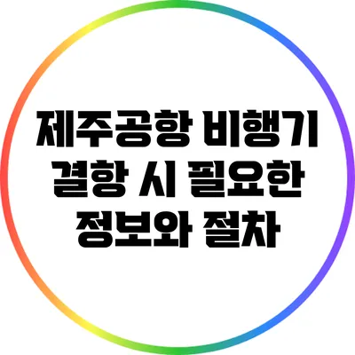 제주공항 비행기 결항 시 필요한 정보와 절차