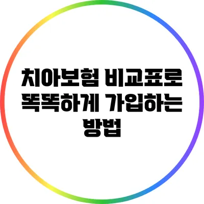 치아보험 비교표로 똑똑하게 가입하는 방법