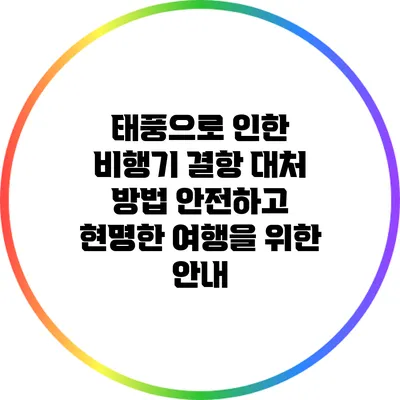 태풍으로 인한 비행기 결항 대처 방법: 안전하고 현명한 여행을 위한 안내