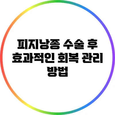 피지낭종 수술 후 효과적인 회복 관리 방법