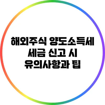 해외주식 양도소득세: 세금 신고 시 유의사항과 팁