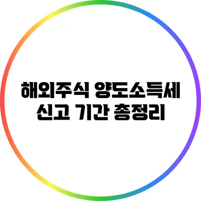 해외주식 양도소득세 신고 기간 총정리