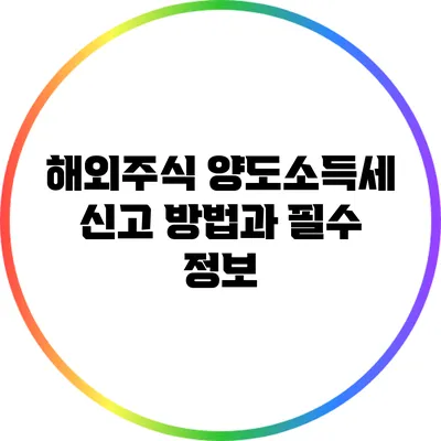해외주식 양도소득세 신고 방법과 필수 정보