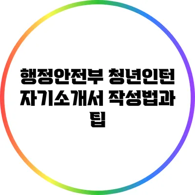 행정안전부 청년인턴 자기소개서 작성법과 팁