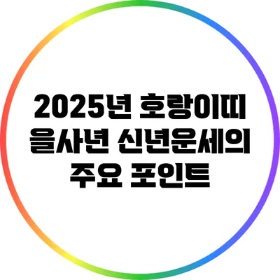 2025년 호랑이띠 을사년 신년운세의 주요 포인트