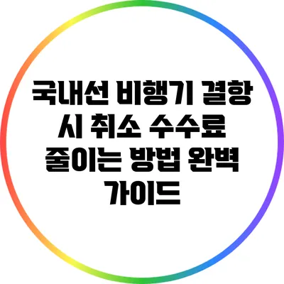 국내선 비행기 결항 시 취소 수수료 줄이는 방법 완벽 가이드