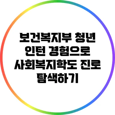 보건복지부 청년 인턴 경험으로 사회복지학도 진로 탐색하기