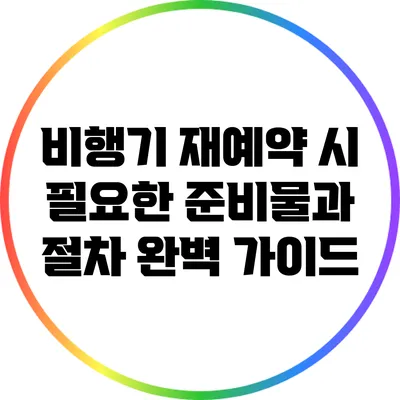 비행기 재예약 시 필요한 준비물과 절차 완벽 가이드