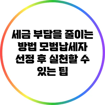 세금 부담을 줄이는 방법: 모범납세자 선정 후 실천할 수 있는 팁