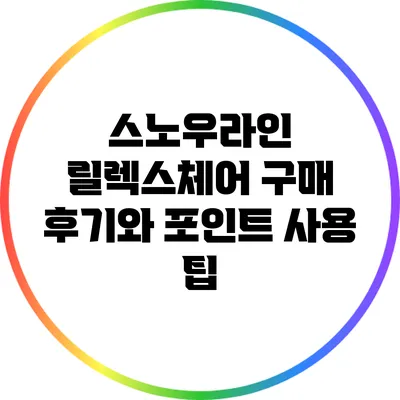 스노우라인 릴렉스체어 구매 후기와 포인트 사용 팁