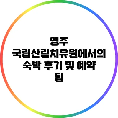 영주 국립산림치유원에서의 숙박 후기 및 예약 팁