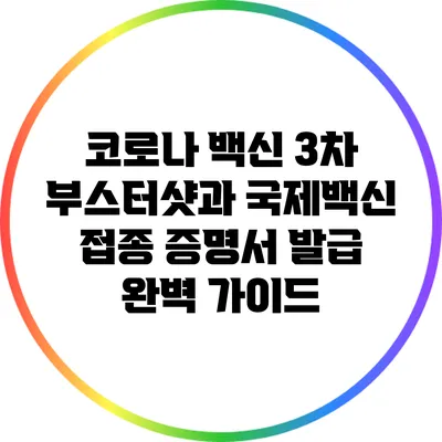 코로나 백신 3차 부스터샷과 국제백신 접종 증명서 발급 완벽 가이드