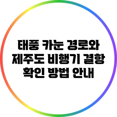 태풍 카눈 경로와 제주도 비행기 결항 확인 방법 안내