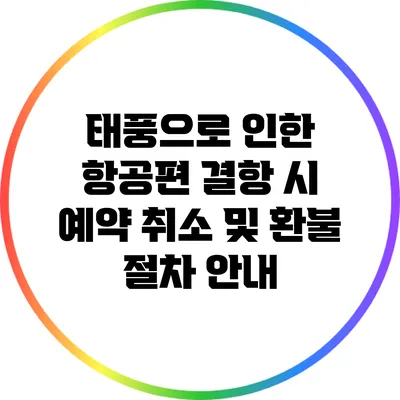태풍으로 인한 항공편 결항 시 예약 취소 및 환불 절차 안내