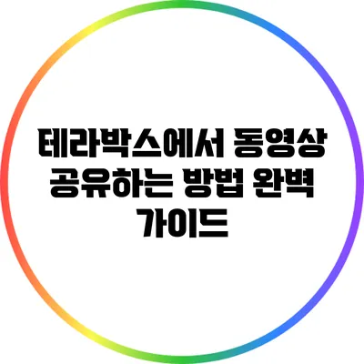 테라박스에서 동영상 공유하는 방법 완벽 가이드