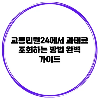 교통민원24에서 과태료 조회하는 방법 완벽 가이드