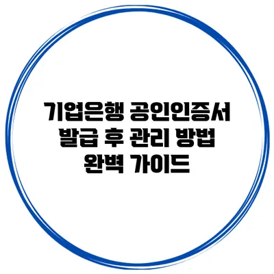 기업은행 공인인증서 발급 후 관리 방법 완벽 가이드