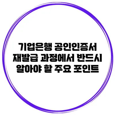 기업은행 공인인증서 재발급 과정에서 반드시 알아야 할 주요 포인트