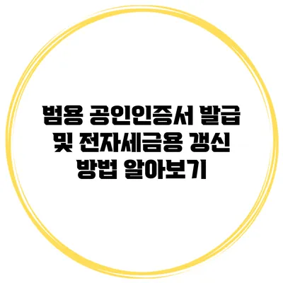 범용 공인인증서 발급 및 전자세금용 갱신 방법 알아보기
