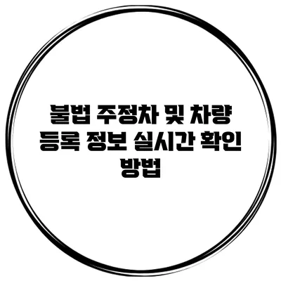 불법 주정차 및 차량 등록 정보 실시간 확인 방법