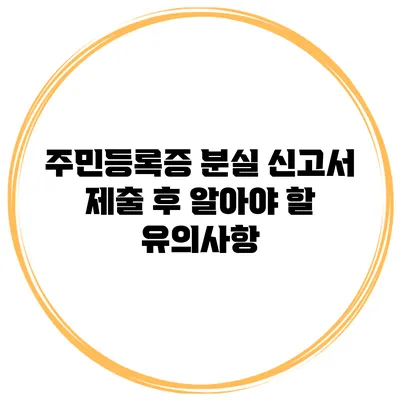 주민등록증 분실 신고서 제출 후 알아야 할 유의사항