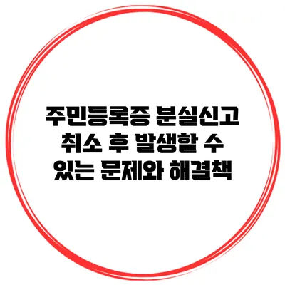 주민등록증 분실신고 취소 후 발생할 수 있는 문제와 해결책