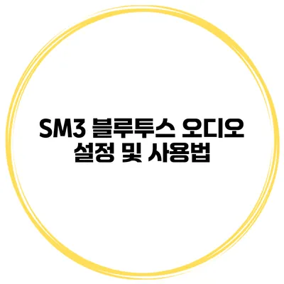 SM3 블루투스 오디오 설정 및 사용법
