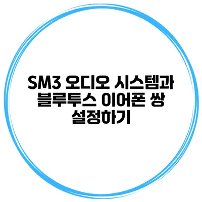 SM3 오디오 시스템과 블루투스 이어폰 쌍 설정하기