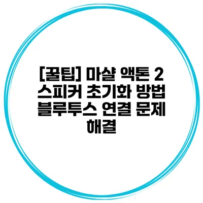 [꿀팁] 마샬 액톤 2 스피커 초기화 방법 블루투스 연결 문제 해결