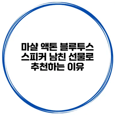 마샬 액톤 블루투스 스피커 남친 선물로 추천하는 이유
