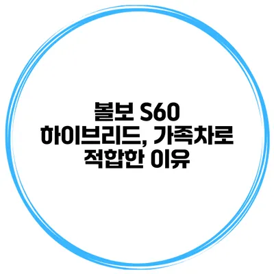 볼보 S60 하이브리드, 가족차로 적합한 이유